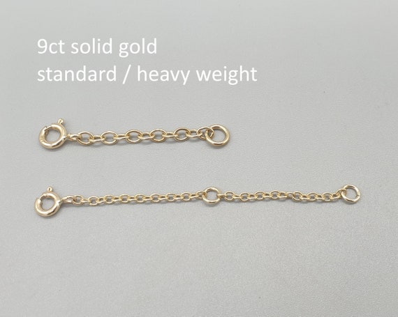 9ct 9K Solid Yellow Gold Chain Extender, 1234 Extendable, Standard Heavy  Weight Trace Chain Extension for Bracelet Anklet Necklace 