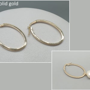 9ct 9k Solid Yellow Gold Oval Hoop Earrings, High Polished Square Tube Hoops 25x17mm 0.8g, suitable for pendants charms hooplets, 1 pair