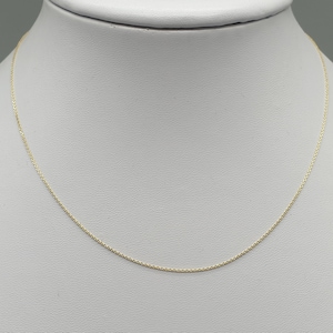 Funkelnde 9 Karat Gelbgold Diamantschliff Erbskette 16 '' 18 '' 20 '' 22 '', 9K 375 Massivgold 0,8 mm breit, feine zarte Kettenhalskette