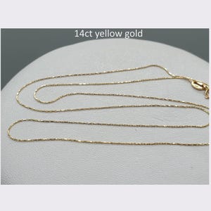 14ct Yellow Gold Cobra Chain, Shiny Fine Snake Rope Necklace 0.5mm wide 17'' Long, 14K 585 Solid Gold Jewellery