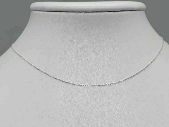 Sparkly 9ct White Gold Trace Chain 16" 18" 20", 0.8mm Fine Delicate Diamond Cut Chain, 9K 375 Solid Gold Jewellery, Minimalist Gift
