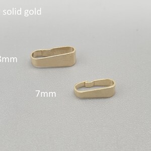 9Ct 375 Solid Gold Clip Bail 1 piece, 9K Gold Snap on Bail Chain Loop, Pendant Charms Gemstones Bail, 7mm 8mm, Solid Gold Jewellery Findings