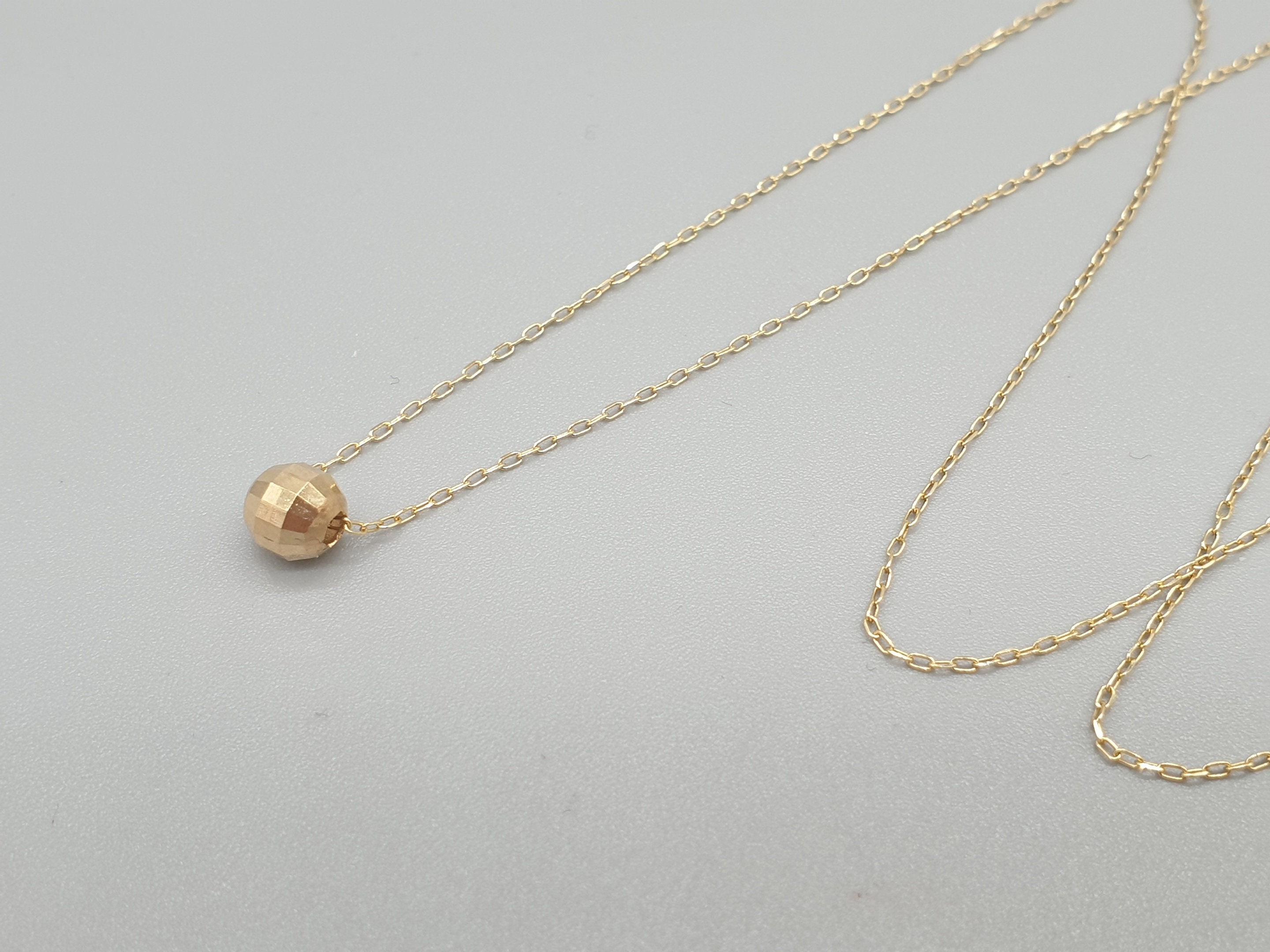 14ct 14K Yellow Gold Disco Ball Bead Necklace Sparkly Fine Etsy UK