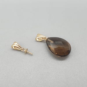 1pc 9ct Yellow Gold Grooved Bail with 3mm Cup and Peg, Pendant Setting for Top Drilled Stones Pearls, 9K 375 Solid Gold Jewellery Findings