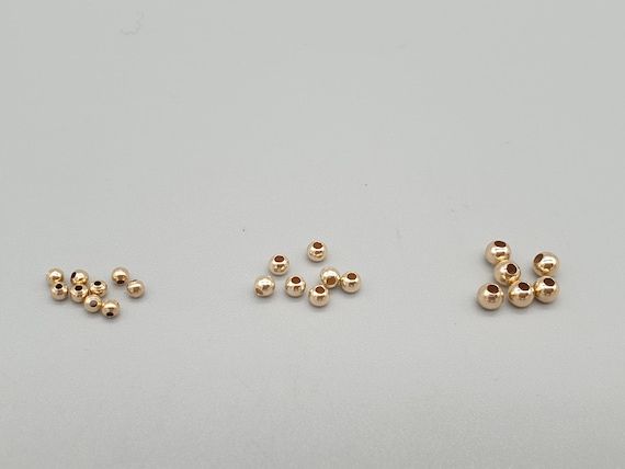 9ct 9K Solid Yellow Gold Round Beads Light Weight 2mm 2.5mm 3mm
