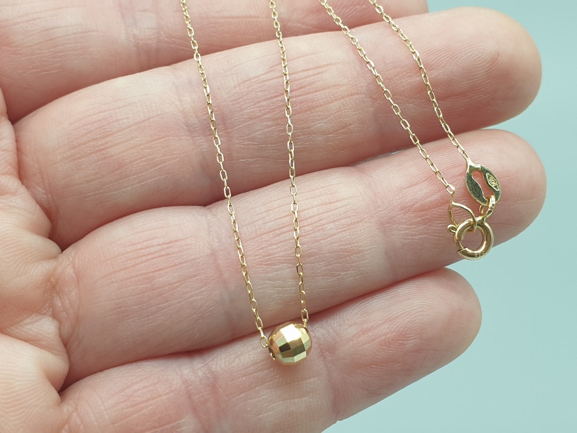 14Ct 14K yellow gold disco ball bead necklace sparkly fine Etsy