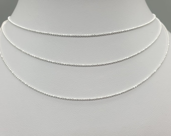 Sparkly 925 Sterling Silver Ball Chain, 1mm Diamond Cut Bead Chain 16" 18" 20", Fine Delicate Sparkling Necklace