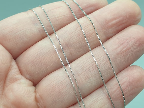 16,18,20,22,24" Italien Mince Nouveau Collier Véritable 14k or Blanc 0.8 mm boîte de chaîne 16,18,20,22,24" Italien Mince Nouveau Collier Véritable 14k or Blanc 0.8 mm boîte de chaîne