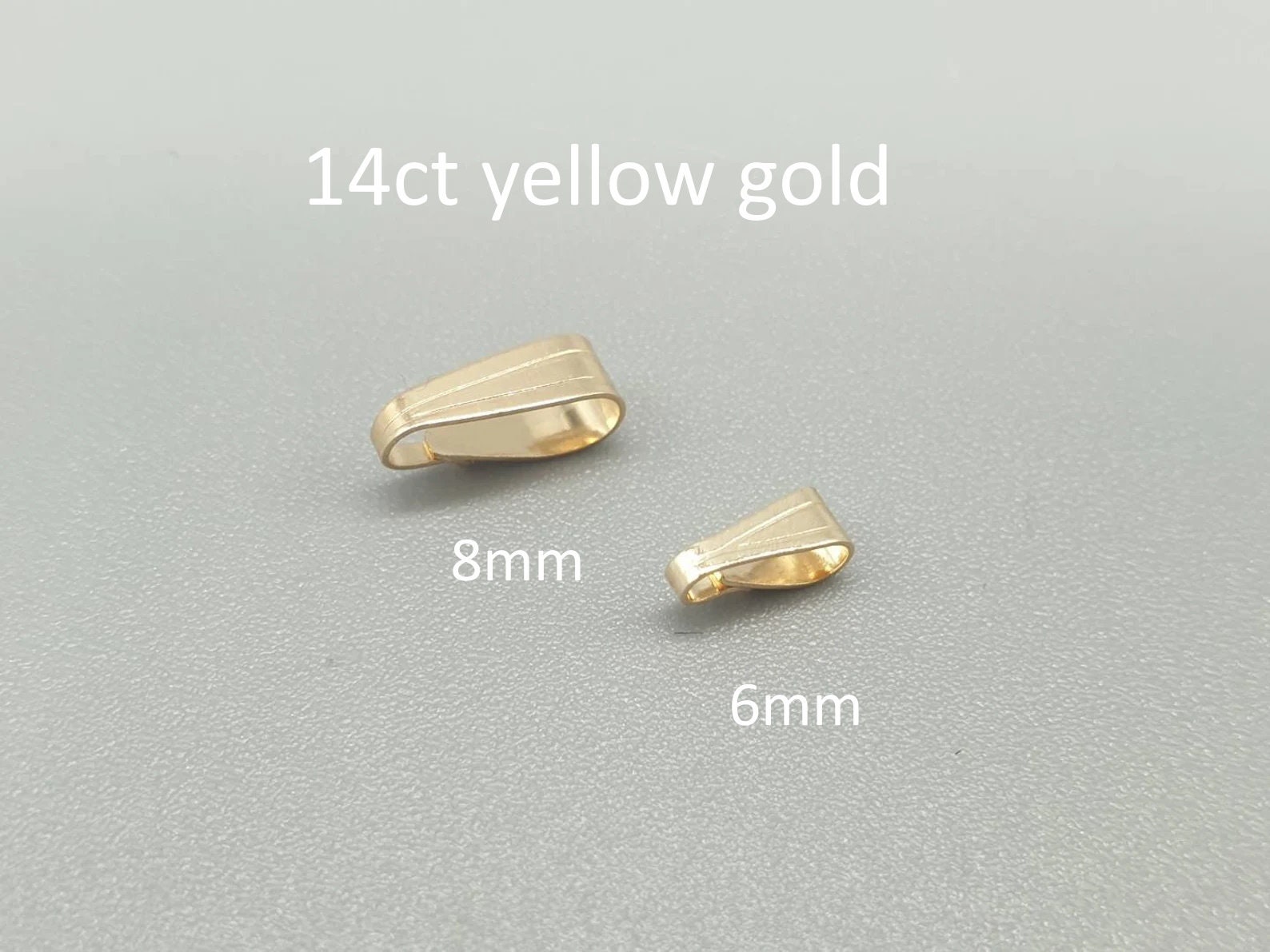 14Ct Yellow Gold Spring Clip Bail, Chain Loop, 6mm 8mm Light Snap on Pendant Bail, 14K 585 Solid Real Gold Jewellery Findings, 1 Piece