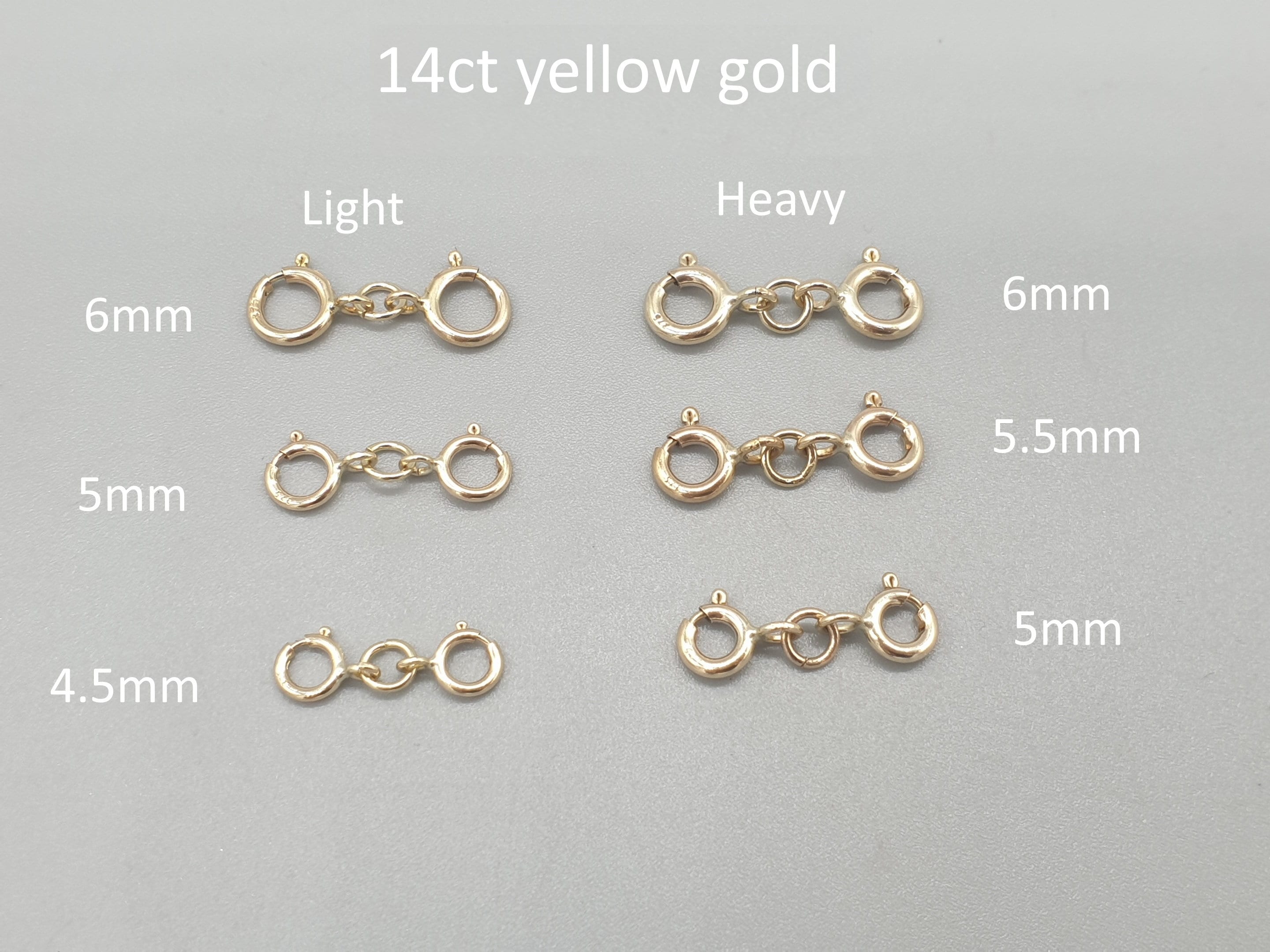 Spring Ring Jewelry Clasp 4.5mm 14 Karat Solid Yellow Gold