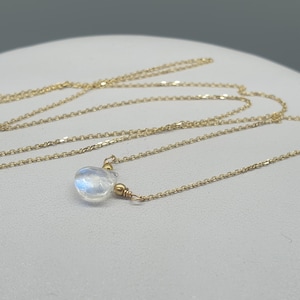 9ct Yellow Gold Rainbow Moonstone Pendant Necklace, Flashing Natural Faceted Gemstone, 9K 375 Solid Gold Diamond Cut Chain 14" to 22"