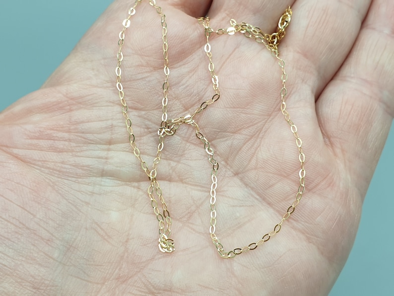 Sparkly 9ct Yellow Gold Trace Chain 14" 16" 18" 20" Fine Delicate High Polished Chain 1.2mm, 9K 375 Solid Gold Jewellery Gift image 7