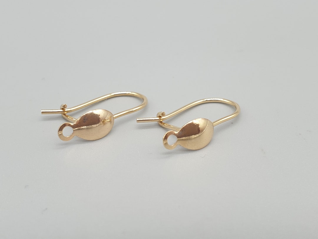 14ct 14K Yellow Gold Hook Earrings, Oval Disk Safety Hooks, Solid