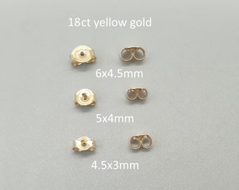 Pair 18ct Yellow Gold Butterfly Backs, 18K Solid Gold Earring Scrolls Stamped 750, Jewellery Findings
