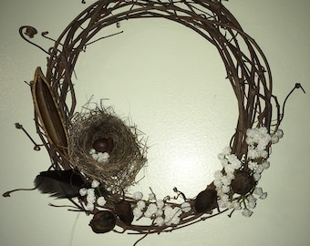 Large Greenery Grapevine Wreath with Birds Nest Everyday Greenery Wreath with nest and eggs,