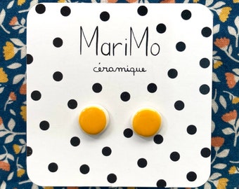 10 mm orange ceramic stud earrings