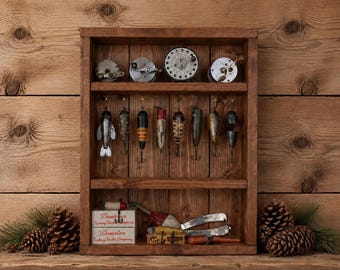 Rustic Wood Fishing Lure Display Case: Reel Shadow Box