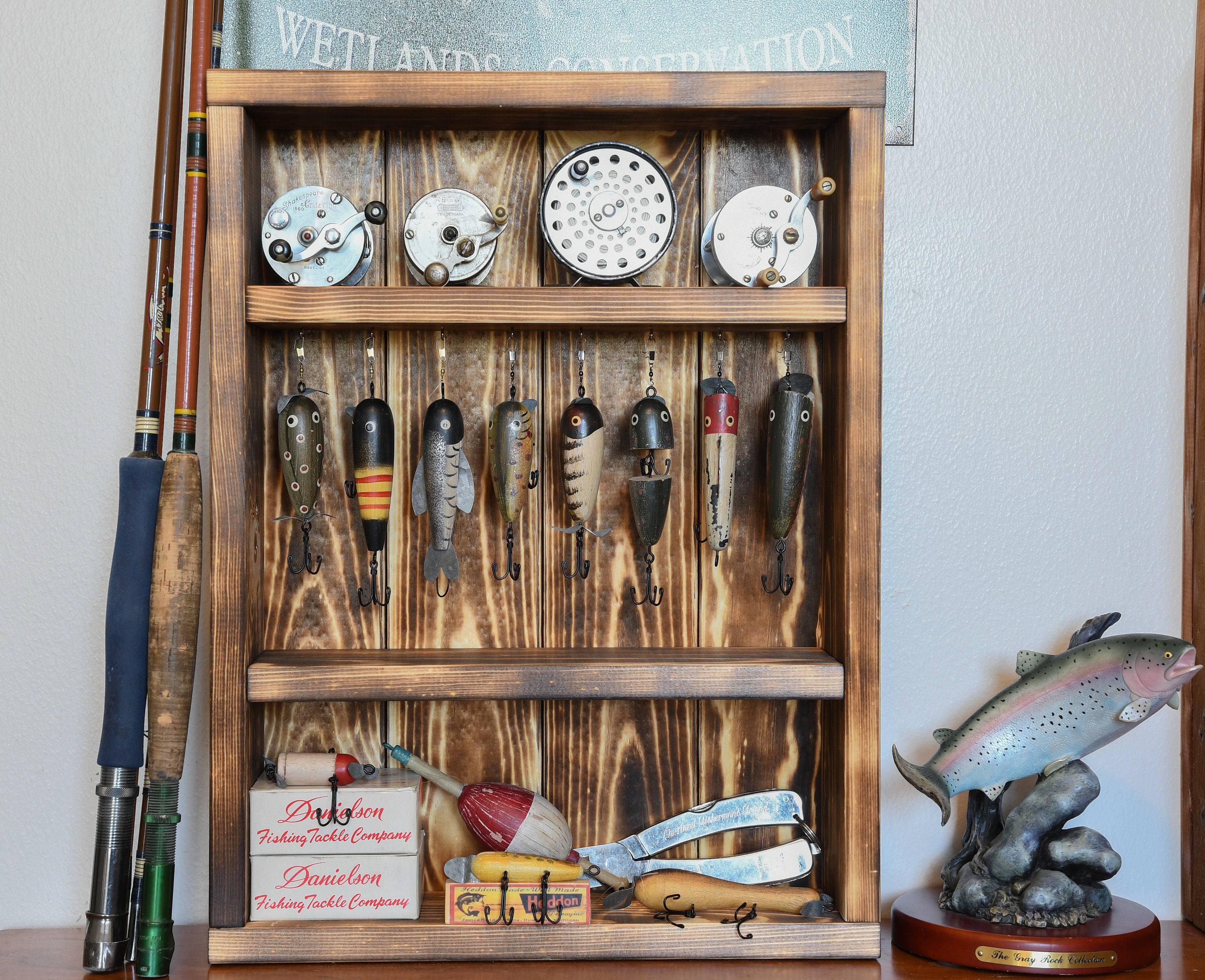 Fishing Lure Display Case Fishing Reel Display Fishing Etsy