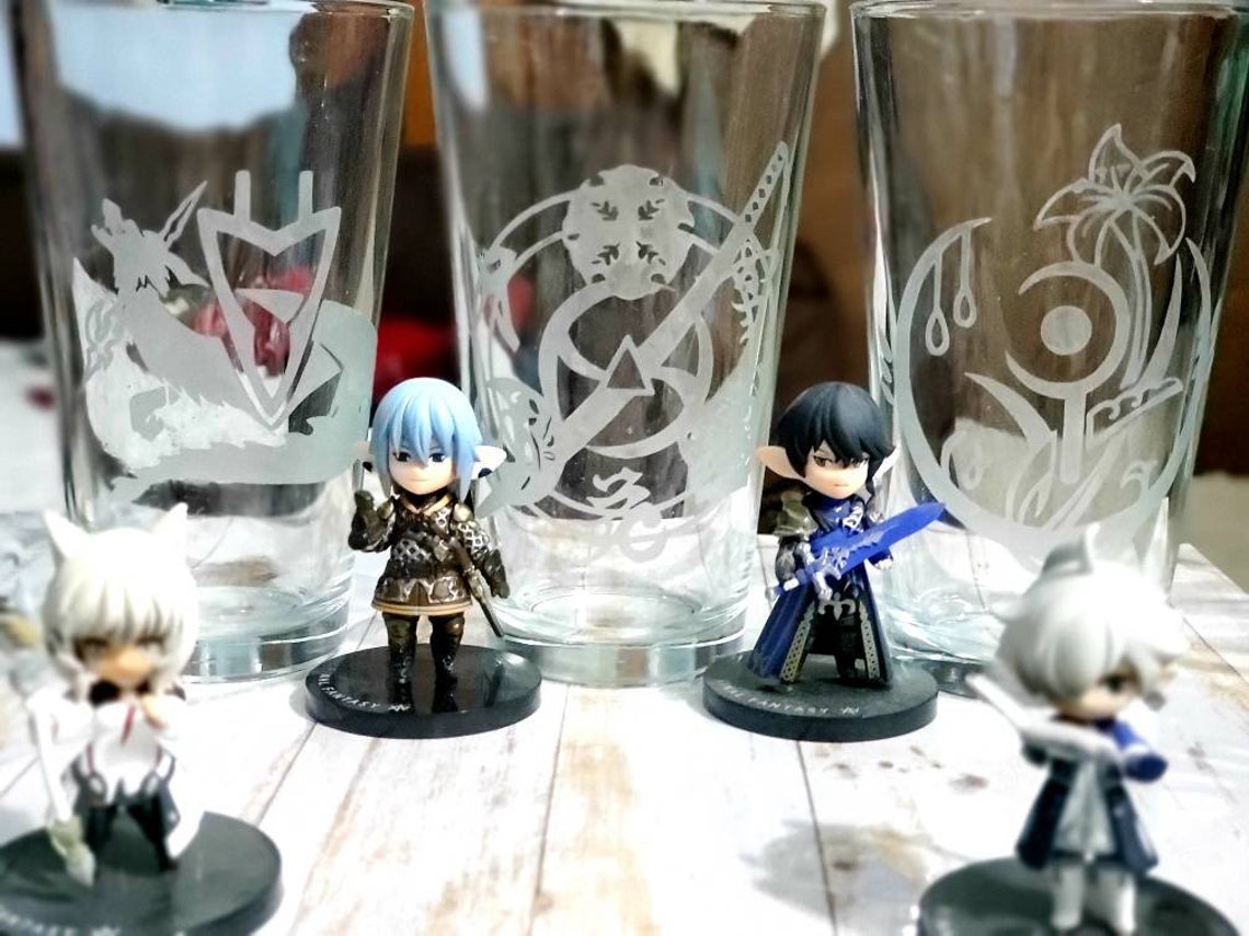 FFXIV Etched Drinking Glass Etsy