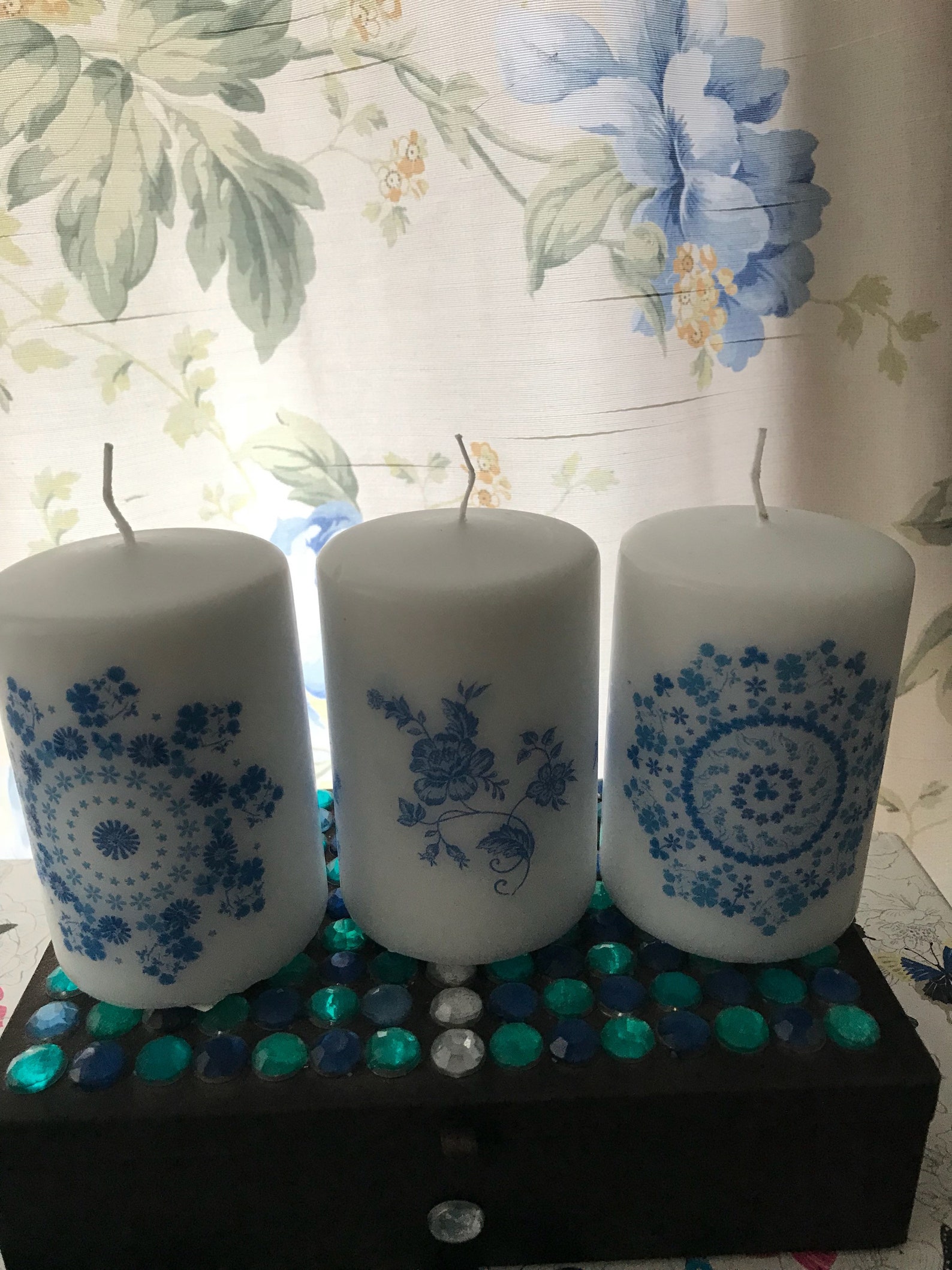 Decoupage candle Etsy