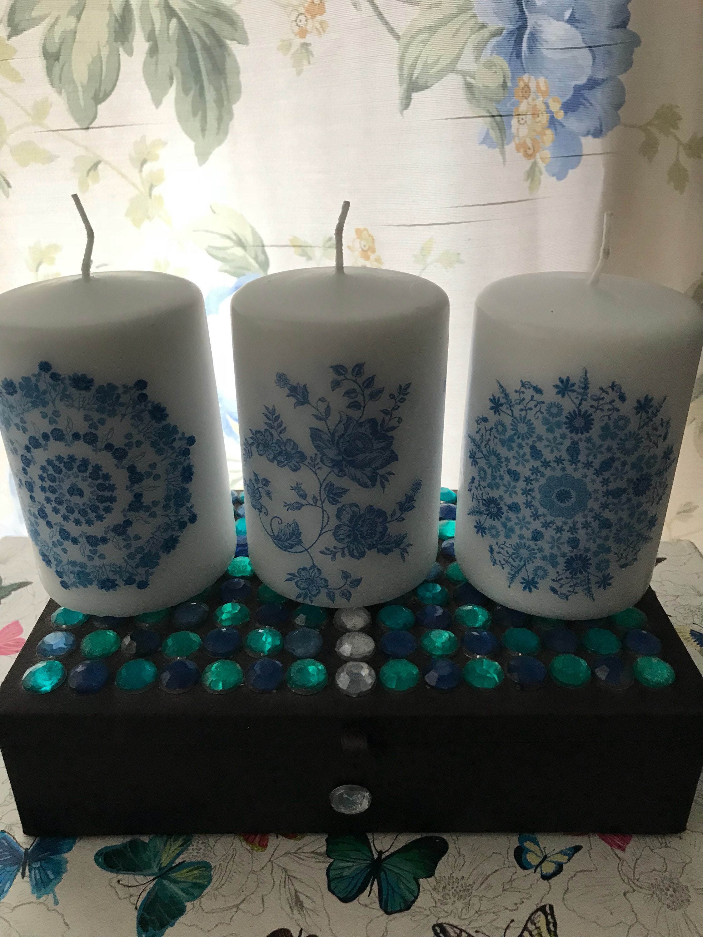 Decoupage candle Etsy