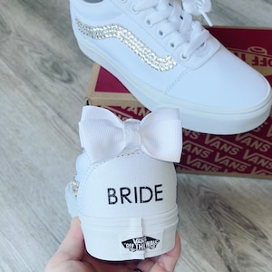 Bride White Van  Custom Shoes with Swarovski crystals