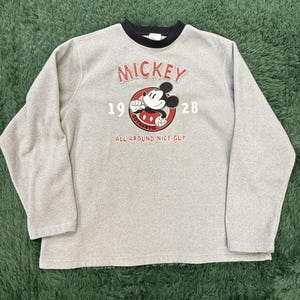 Disney Store Mickey Mouse 1928 All Around Nice Guy Grey Fleece Sweatshirt Size M image 1