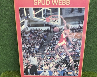 Póster de mates de Spud Webb de los Atlanta Hawks de 1986 de Starline NBA. Baloncesto vintage.