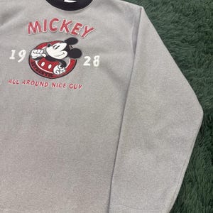 Disney Store Mickey Mouse 1928 All Around Nice Guy Grey Fleece Sweatshirt Size M image 4