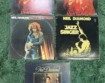 Lote de discos de vinilo de Neil Diamond: Gold, Hot August Night, Jazz Singer, I'm Glad