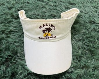 Gorra ajustable Malibu Tropical Banana Palm Tree con visera blanca, talla única.