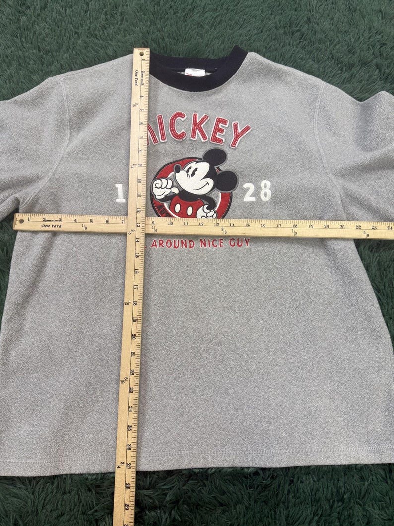 Disney Store Mickey Mouse 1928 All Around Nice Guy Grey Fleece Sweatshirt Size M image 5