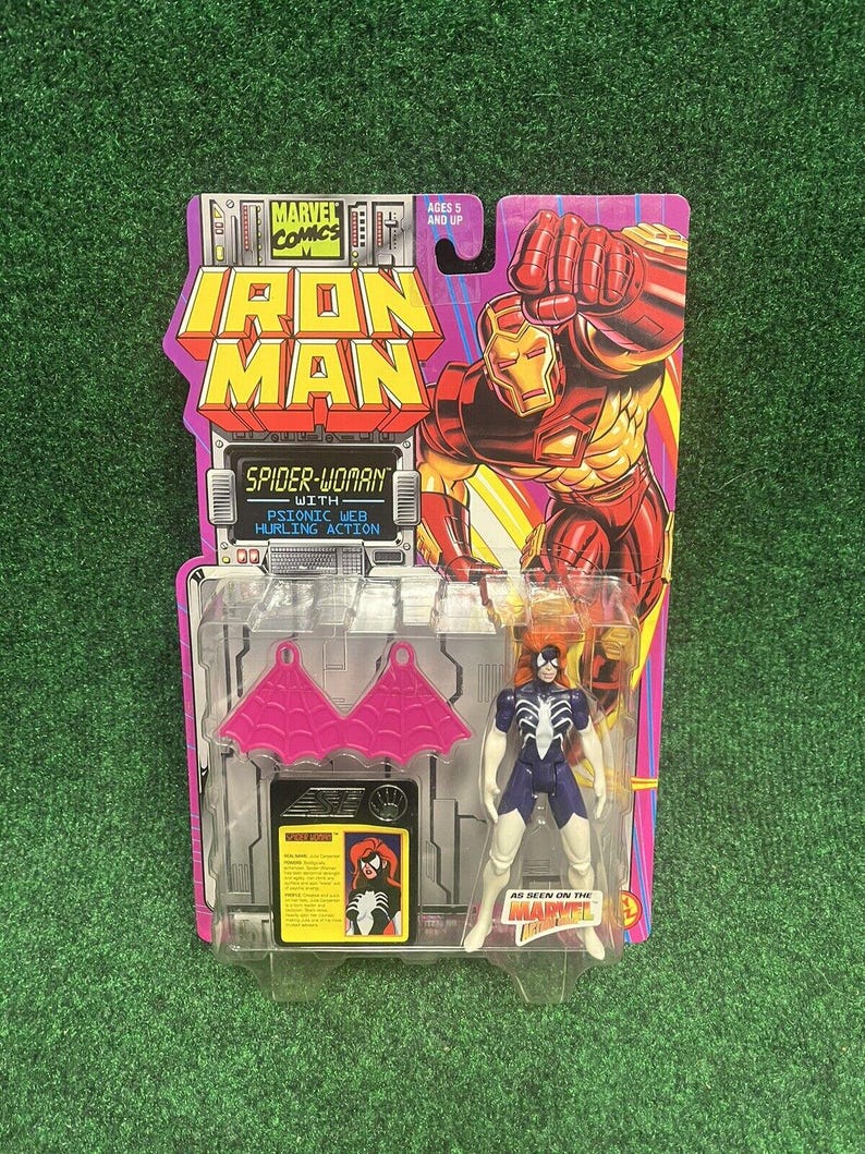 VTG Toy Biz Spider Woman Action Figure Toy 1994 Sealed New Marvel MOC Iron Man image 1