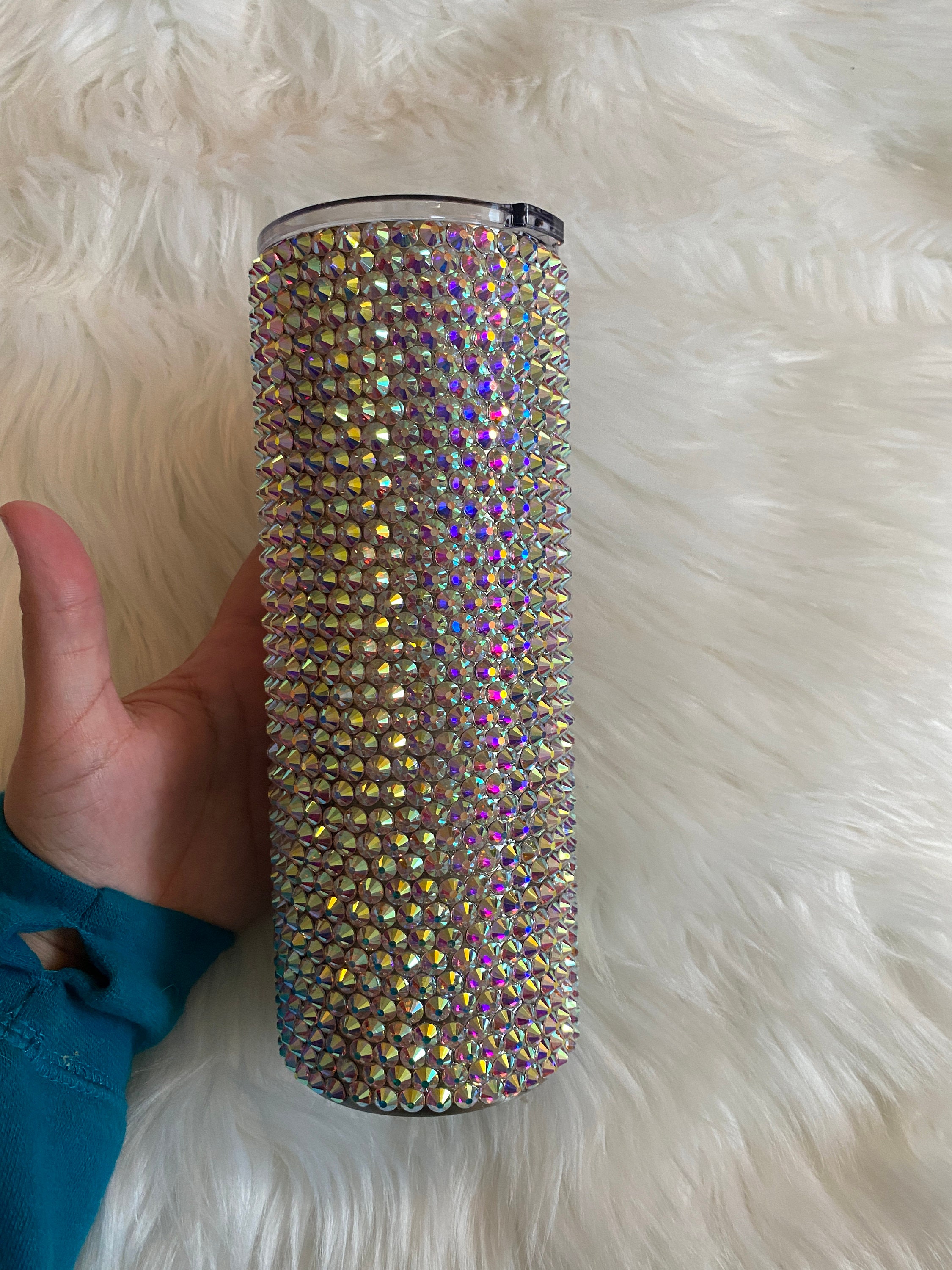 Rhinestone Tumbler Crystal AB Iridescent Tumbler Travel Etsy