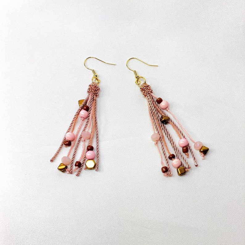 Mixture of Beads and Strings Tassel Earrings ANALY