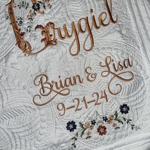 Personalized heirloom wedding quilt, bridle gift, wedding gift