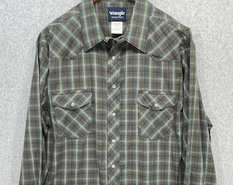 Chemise western Wrangler vintage, carreaux pression perles, style rodéo