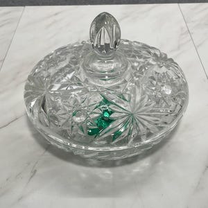 Vintage Anchor Hocking Prescut Clear Glass Candy Dish with Lid