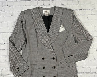 Vintage 90s Black and White Houndstooth Blazer Size 10