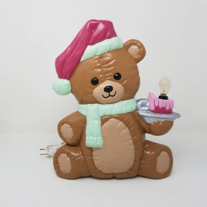 Vintage Ceramic Teddy Bear Plug In Light Up/ Night Light 13 Inches Kawaii Bed Time Bear Tested Works