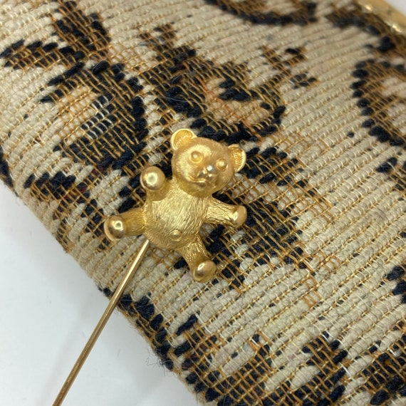 Vintage Trifari Gold Tone Teddy Bear, Metal Stick… - image 1