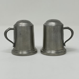 Vintage Gothic Silver Pewter Salt and Pepper shakers with handles