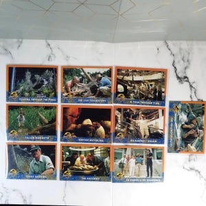Lot de 10 cartes de film Jurassic Park vintage, cartes sur la scène et faits supplémentaires sur le film JP Topps vintage # 13