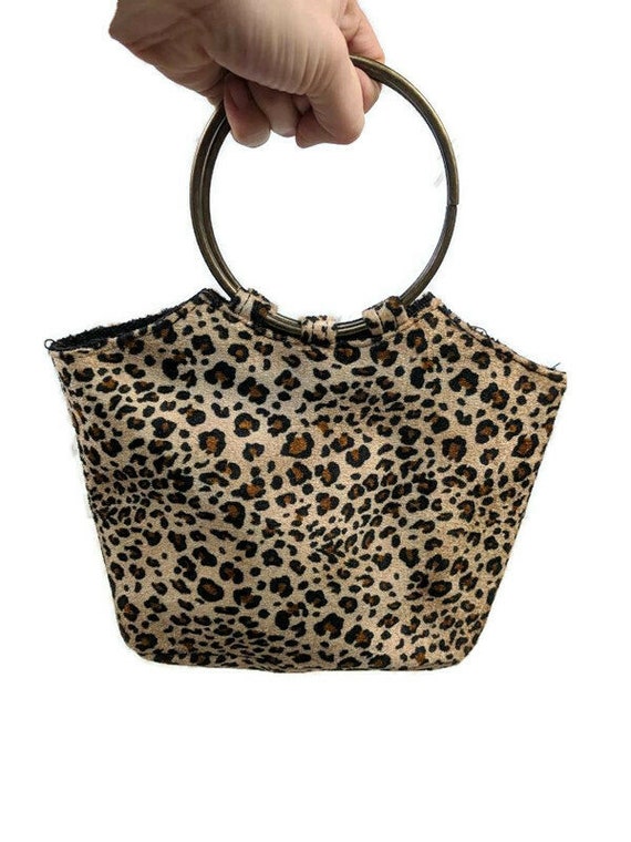 Small Tote Bag made from Tiger Print Fabric in Brown or Pink Rockabilly Punk 80s 90s Y2k