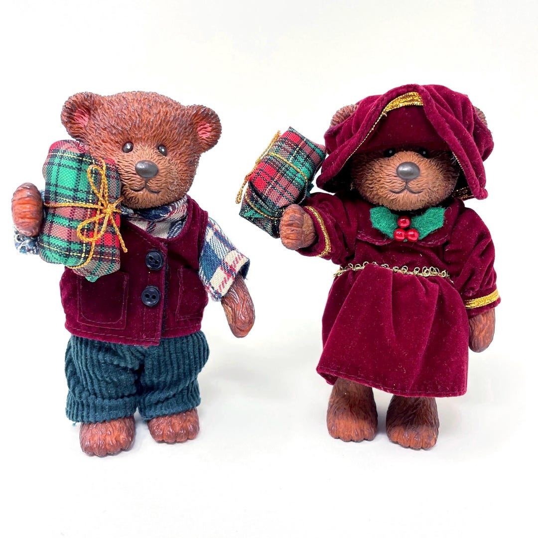 Vintage Russ Teddy Town Bear Collection Set of Two Bear Figures