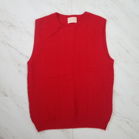 Vintage Cherry Red Pendleton Virgin Wool Sweater Textured - Etsy