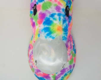 Justice Girl Neon Rainbow Tie Dye Unicorn Head Hanging Wall Room Decor Big Plush