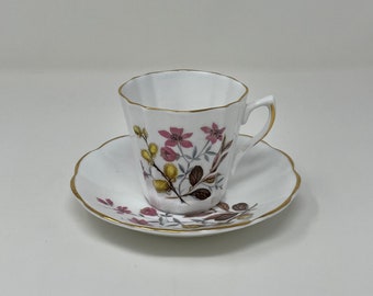 Vintage Royal Dover China Teacup and Saucer Set with Gold Accents Made in England Bone China