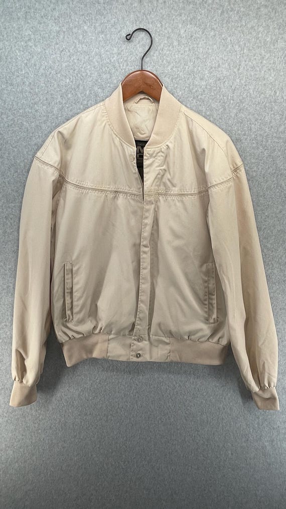Vintage Bomber Jacket Solid Beige MC Clothing Com… - image 1