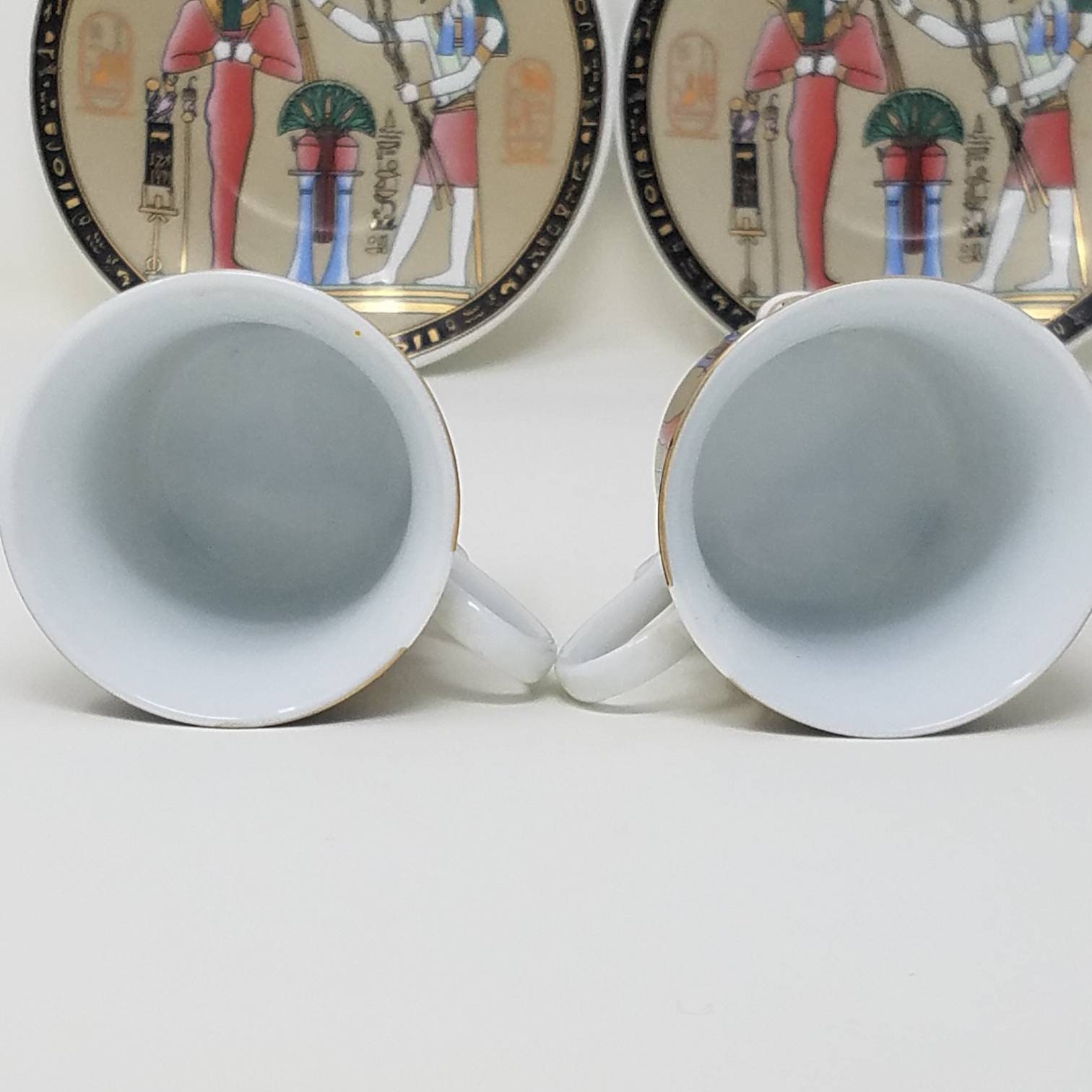 Vintage Egyptian Tea Cup and Saucer Set With Hieroglyphic Writing Etsy